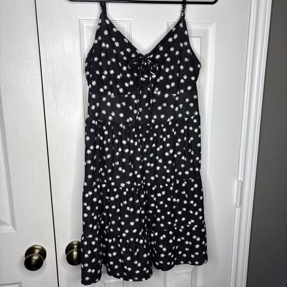 Derek Heart Women’s XL Black Daisy Print Sundress Sleeveless Tiered Summer Dress - Picture 1 of 7